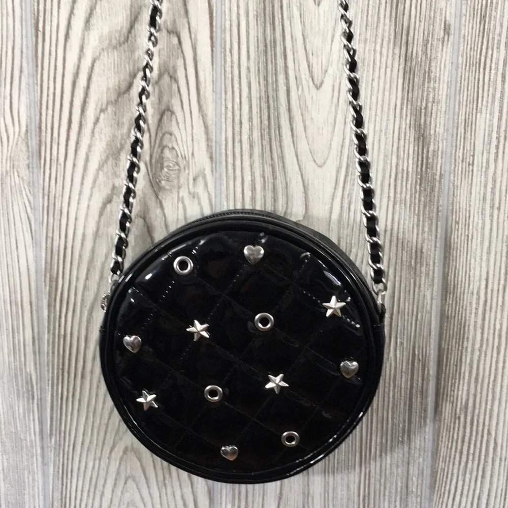 The Children's Place Black Quilted Studded Round Crossbody Purse